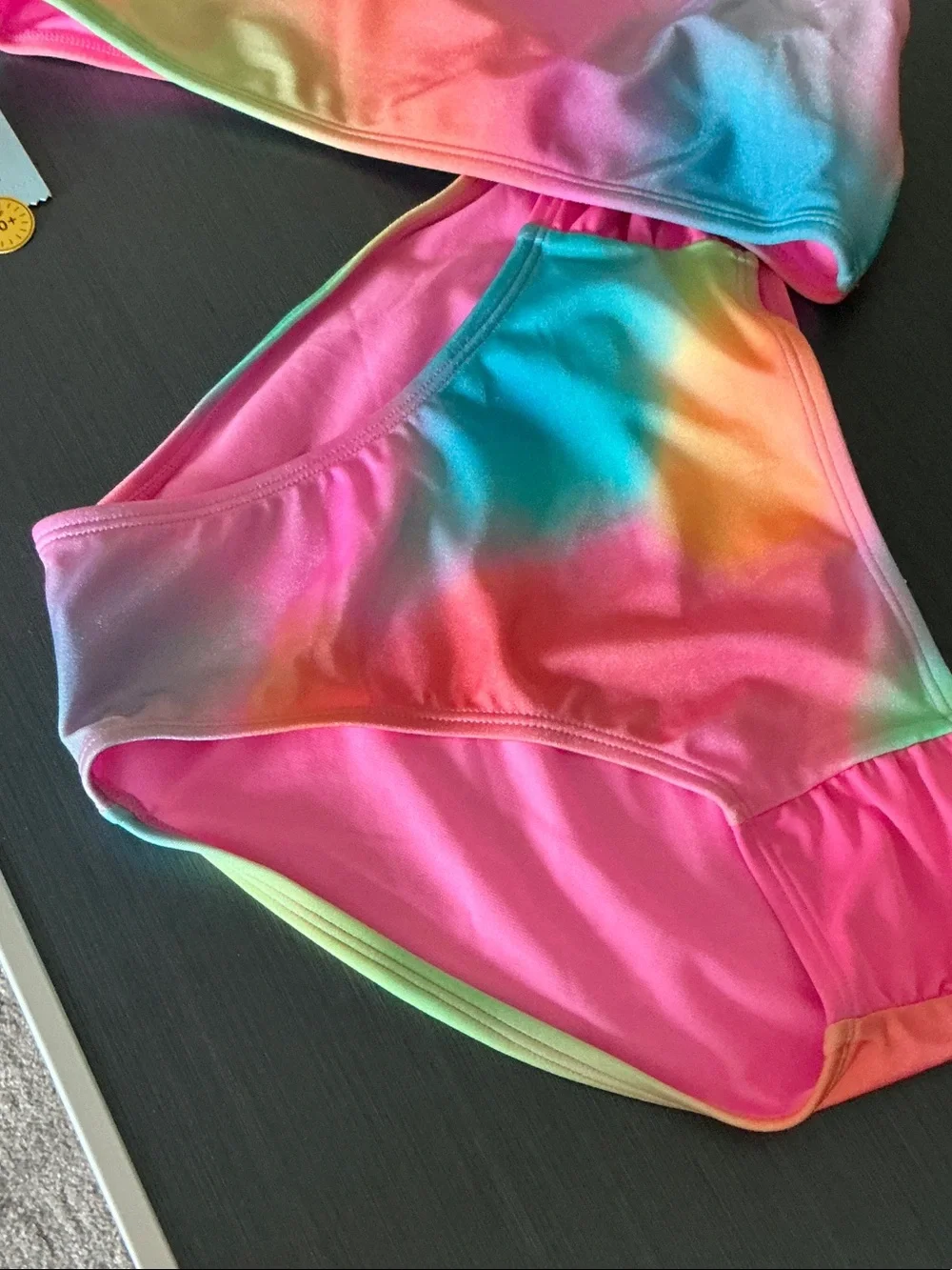 Girls' Rainbow Tie-Dye Pink & Teal Two-Piece Swim Bikini